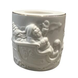 💥Lenox Ivory and Gold Santa Sleigh Tea Light Candle Holder